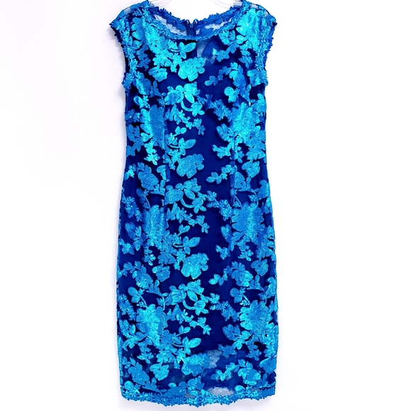 NWOT Adrianna Papell Turq. Sequined Sheath… - Picture 12 of 12